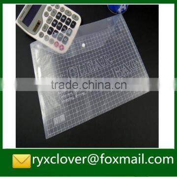 Transparent button envelope plastic document bag