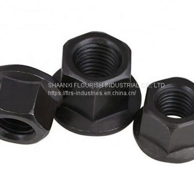 Black Plating M6 - M48 Hex Flange Nuts , Hex Collar Nut DIN 6331 Standard