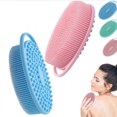 Double-sided bath brush baby sense system training touch brush silicone massage shampoo brush soft hair bath scrub bath brush