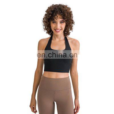 New Style Halter Neck Sports Bra Sexy U Neck Backless Yoga Bra Women Gym Fitness Outdoor Physical Running Yoga Bra Top