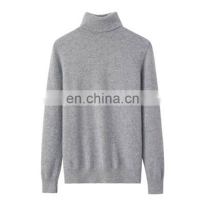 Custom Logo 100% Cashmere Women's Turtleneck Sweater Solid Pattern Jumpers with Front Logo Casual Winter Wear