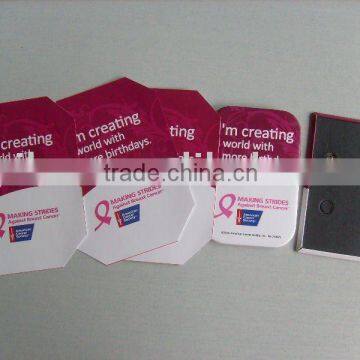 American cancer society badges and tag tin plate