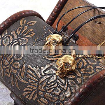 Stainless Steel Necklace Chain Skull Plated Gold Skull Necklace photo-5