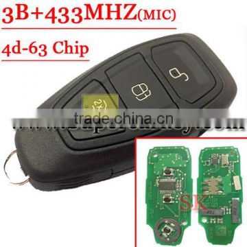 Best price After Market Type#2 3 button Remote key with 433MHZ for Ford With 4D-63 Chip