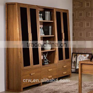 Creative Wooden Bookcase with Glass Door