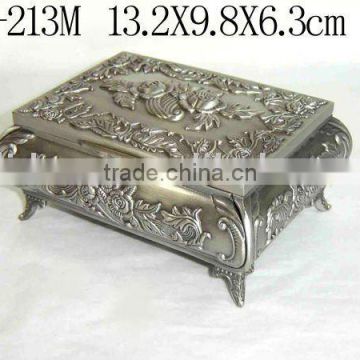 Elegant Pewter-Plated Metal Jewelry Box(LD-213M)