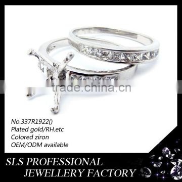 100% 925 sterling silver material plated gold/rose gold/RH fashion jewelry wholesale wedding jewelry couple love band rings