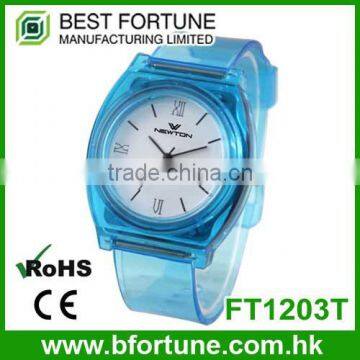 FT1203T Factory price fashionable transparent strap made in china quartz watch