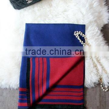 High Grade Fashion Women Brand Navy Blue Wool Cashmere Scarf Pashmina With Fringes photo-2
