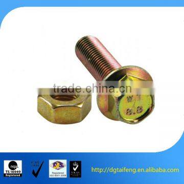 zinc plated carbon steel hex flange head bolt and nut