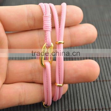 LFD-B0013 ~ New Design Pink Sheepskin High Quality Braided Multilayer Leather Cords Bracelets Charm Women Jewelry