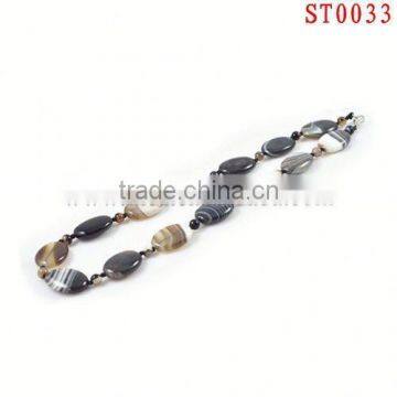 ST0033 black Lines agate nature stone beautiful shaped pearl with discount price necklace