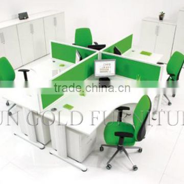 Modern fashion 90 degree melamine desk staff table office wood partitions (SZ-WS053)