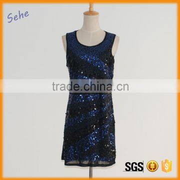 OEM high quality cheap price round neck sequin beaded night dress women                        
                                                                                Supplier's Choice