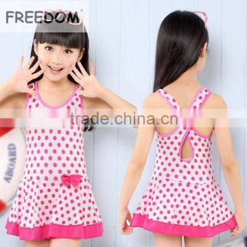 Lovely Girl Dot Print One Piece Kids Swimwear