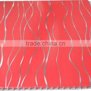 Red wave silver 25cm hot foil stamping pvc ceiling panel, plastic ceiling T058