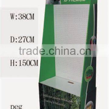 2016 Hot sales cardboard floor display with hooks