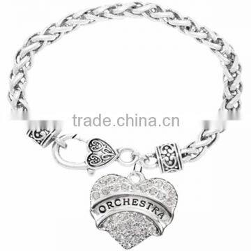 Genuine Austrian Clear Crystal "Orchestra" Charm Chain Link Bracelet