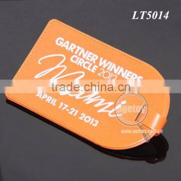 Orange Color Printing Logo Miami Souvenir Promotional Custom Leather Luggage Tags