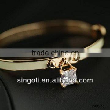 New arrival zircon filled locket pendant gold platted bangle