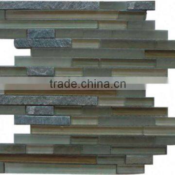 Foshan Factory for crystal mix stone S shape black color mosaic tile