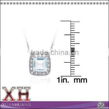 Guangzhou Factory Wholesale Sterling Silver Blue Topaz Jewelry Earring and Necklace Set