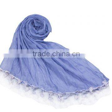 New Model Elegant Plain Lace Trim Scarf/ photo-2