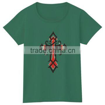 Customize Design Cross Glitter Motif OEM Service Supply Type Women Tshirt photo-5