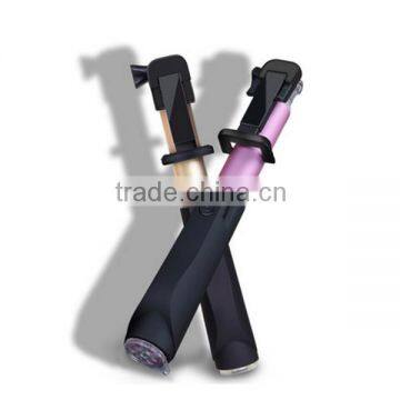 2015 Hot sale extendable rainbow bluetooth selfie stick monopod wireless