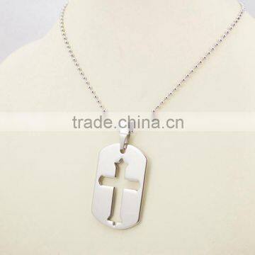 Engraved Cross Dog Tags Fashion Pendant Necklace photo-2