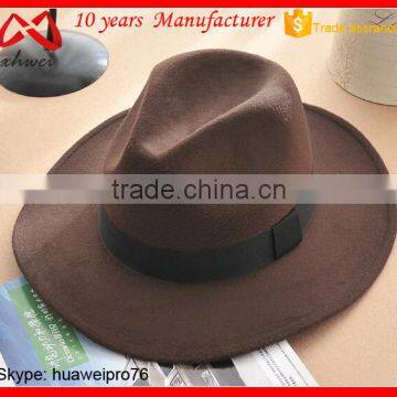 Multi-colors Cheap Plain Blank Wide Brim Wool Felt Fedora Hat Fashion Custom photo-5