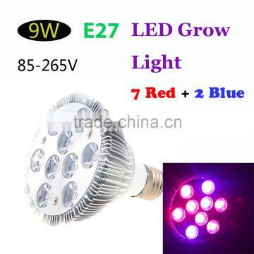 7 Red 2 Blue E27 9W LED Plant Grow Light Hydroponic Lamp Bulb for Indoor Flower Plants Growth Vegetable Greenhouse 85-265V