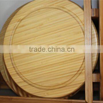 Wooden High Quality Bamboo Cheese Cutting Board, Round Bamboo Chopping Board for Cheese Cutting
