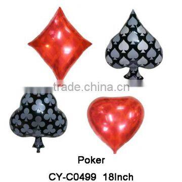 Specila Design Poker shape helium foil balloon Aluminium balloon party decoration