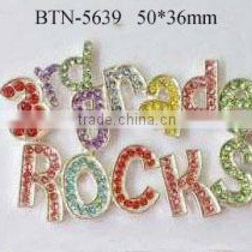 High quality colorful Rhinestone 3 st grade rocks buttons flatback,Decorative Buttons For Crafts(BTN-5639)