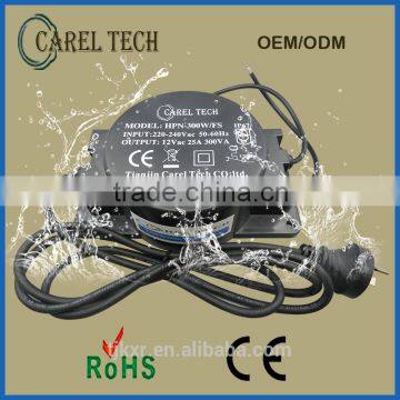 CE ROHS Toroidal IP68 Waterproof Transformator 10V 12V 19V 15A 50W 60W 180W 200W 300W 600W