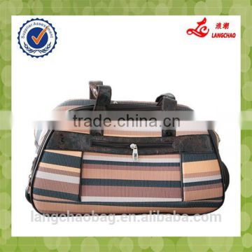 Stripe PU Material High Quality Steel Trolley China Alibaba Supplier Lightweight Duffle Bags