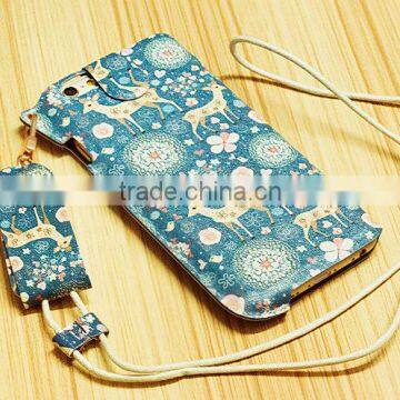 Printed Mobile Phone Case With Sling Rope Cute Cartoon Print Leather Case For IPhone 6 photo-4