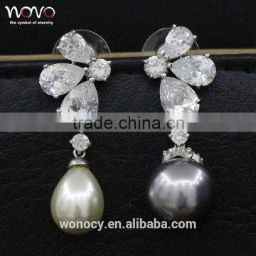 2016 New Model Silver Zirconia Earrings Jewelery Latest Design Of Pearl Earrings