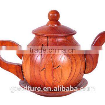 Teapot Teakettle Wooden 3D Puzzle Brain Teaser Jigsaw Puzzle Game