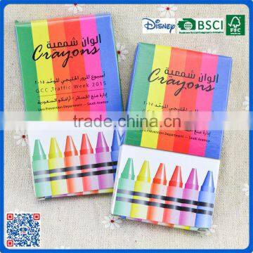 School supplies 6 color mini crayons in color box