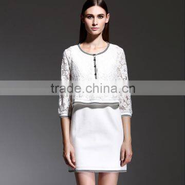 2015 Latest European Style Elegant Black Lace Long Sleeve Overlay Evening Dress photo-2