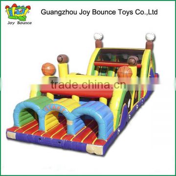 high quality inflatable obstacle course double slide ,new design inflatable obstacle park game