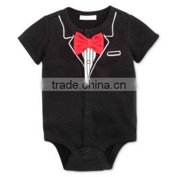 New Design Baby Boys Special Funny Print Short Sleeve Bow Tie Romper photo-2