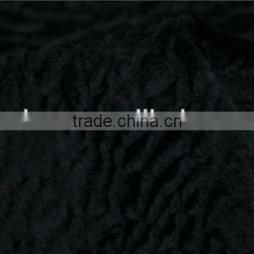 Wholesale high quality cotton rayon blend black faux fur fabric for coat