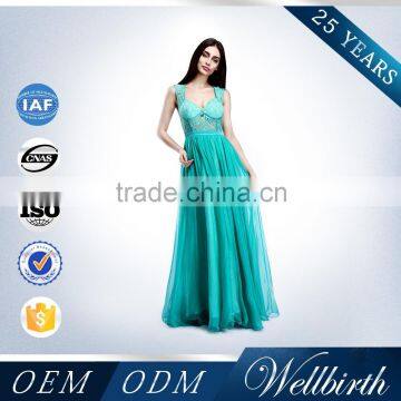 Mint lady long Sleeveless A line chiffon Evening Dress