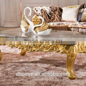 Antique Curve Carved Wooden Gold Foil Painting Sofa AL041