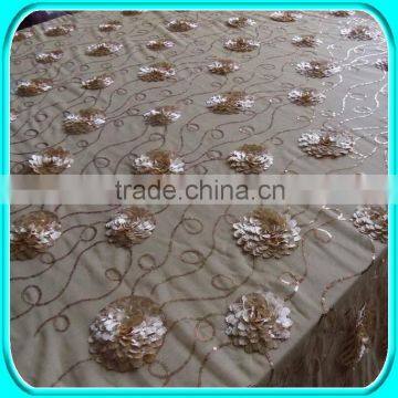 100% POLYESTER ORANGE CHRYSANTHEMUM LINEN TABLE CLOTH