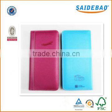 High quality custom recycled promotion pu/genuine passport holder with clear inner pocket