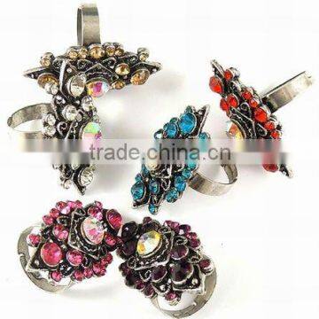 Cute Alloy Rhinestone Crystal Jewelry Finger Rings(RJEW-R041)